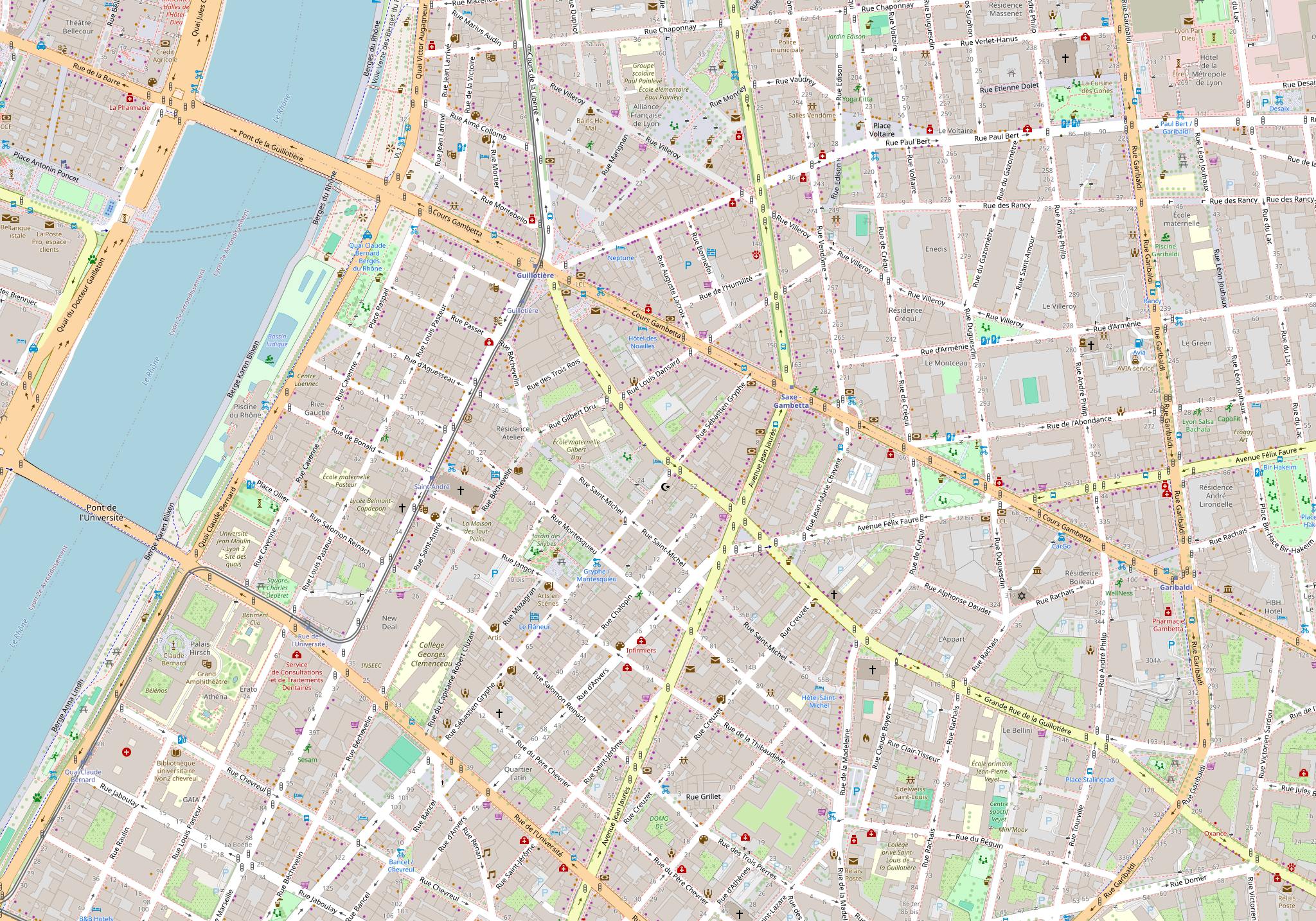 Plan du quartier — 34 Grande Rue de la Guillotière, 69007 Lyon